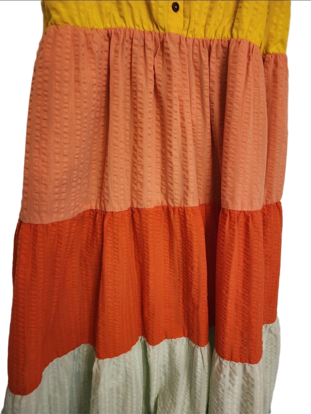 Torrid Seersucker Tiered Colorblock Maxi Dress Sunset Pastel Sorbet SZ: 1/1X - Picture 4 of 12